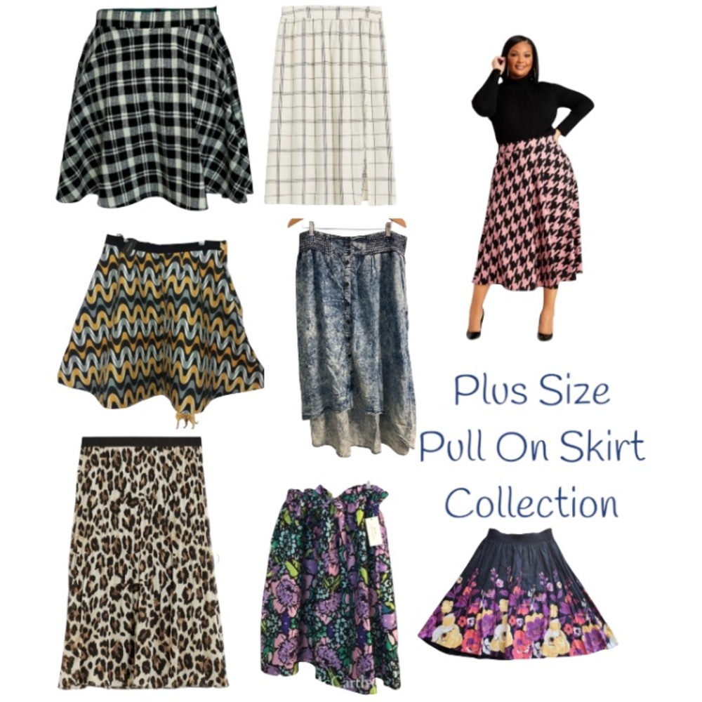 26W Pull On Pleated Chiffon Skirt with Subtle Blue Polka Dot Print:New With Tags - Picture 14 of 15